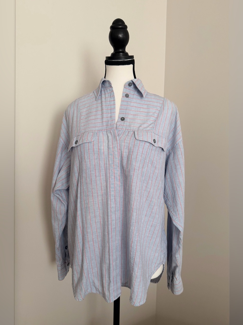 Vintage 90s Lizsport Liz Claiborne Striped 100% Cotton Button Shirt M